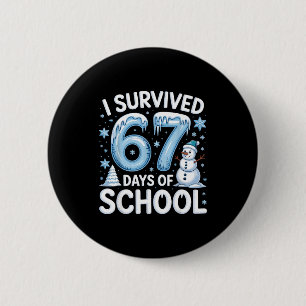I Survived 67 Days Of School Christmas Candy Cane Button