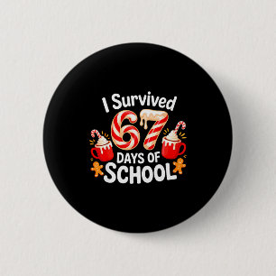 I Survived 67 Days Of School Christmas Candy Cane Button