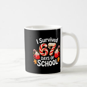 I Survived 67 Days Of School Christmas Candy Cane  Coffee Mug