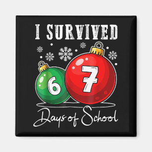 I Survived 67 Days Of School Christmas Candy Cane Magnet