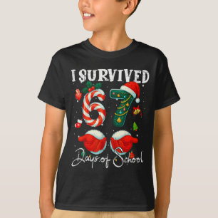 I Survived 67 Days Of School Christmas Candy Cane  T-Shirt