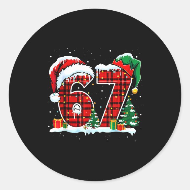 I Survived 67 Days Of School Christmas Funny Teach Classic Round Sticker (Front)