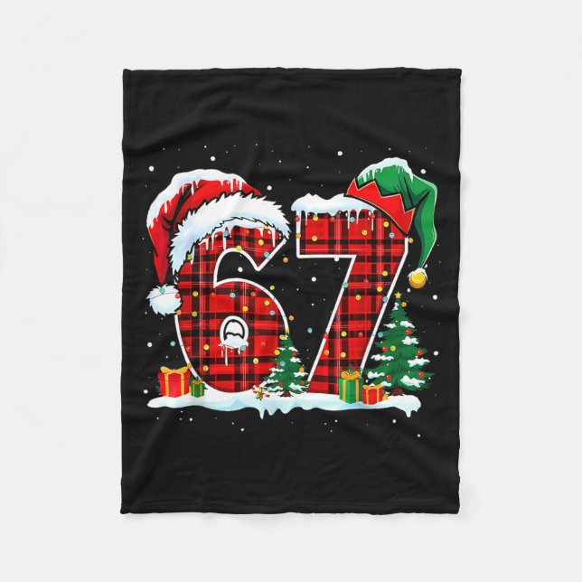 I Survived 67 Days Of School Christmas Funny Teach Fleece Blanket (Front)
