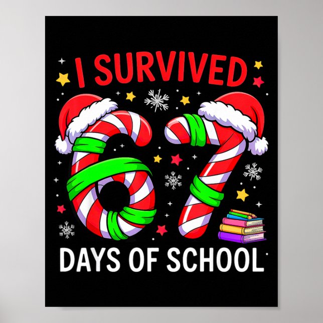 I Survived 67 Days Of School Christmas  Poster (Front)