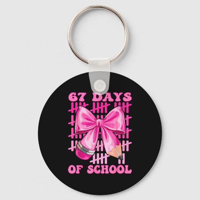 I Survived 67 Days Of School Cool Teacher Design  Keychain (Front)
