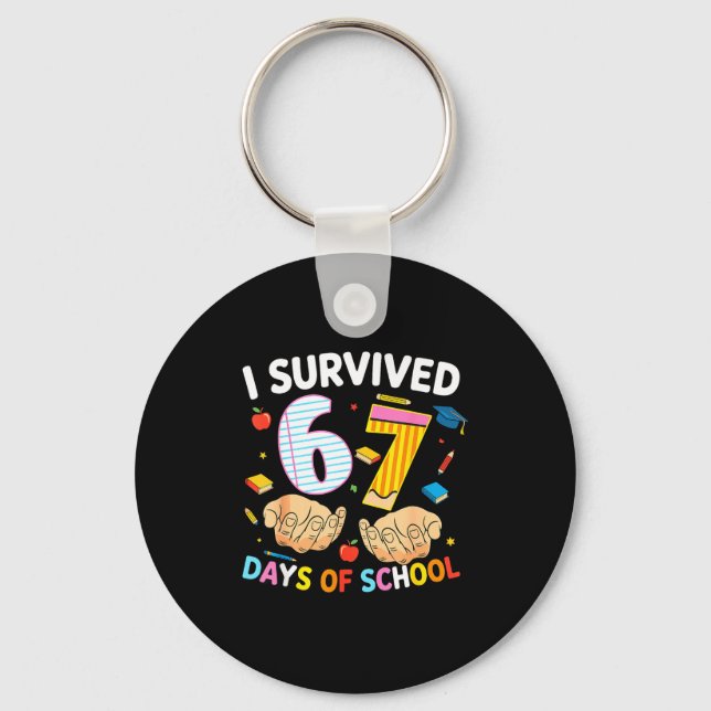 I Survived 67 Days Of School Cool Teacher Design  Keychain (Front)