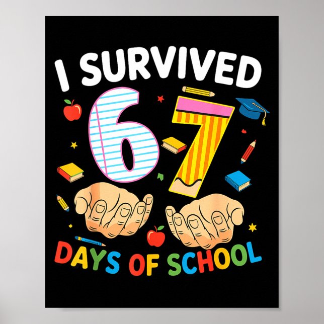 I Survived 67 Days Of School Cool Teacher Design  Poster (Front)
