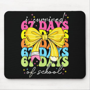 I Survived 67 Days Of School Coquette Bow Student Mouse Pad