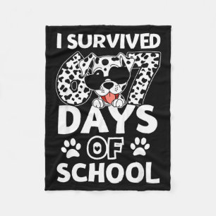 I Survived 67 Days Of School Dabbing Dalmatian Dog Fleece Blanket