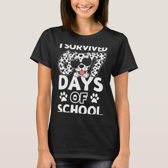 I Survived 67 Days Of School Dabbing Dalmatian Dog T-Shirt (Front)