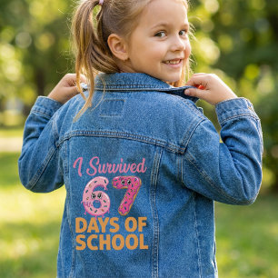 I Survived 67 Days of School Donut Funny Kids Denim Jacket