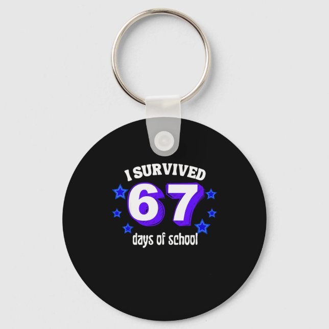 I Survived 67 Days Of School Funny 67 Meme Retro S Keychain (Front)