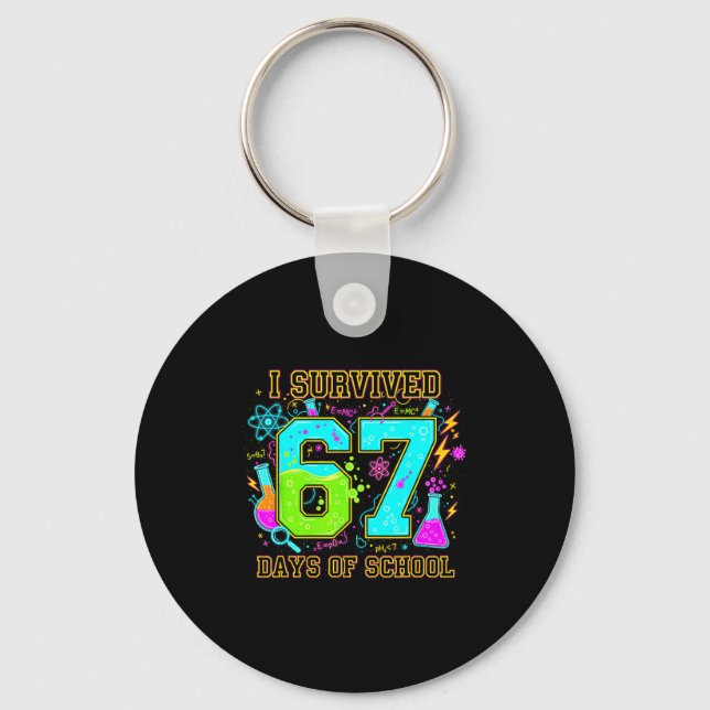 I Survived 67 Days Of School Funny 67 Meme Retro S Keychain (Front)