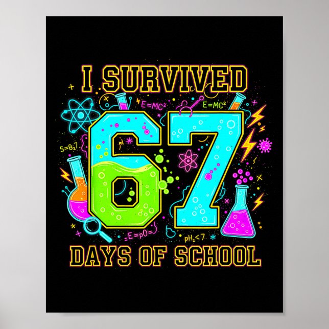 I Survived 67 Days Of School Funny 67 Meme Retro S Poster (Front)