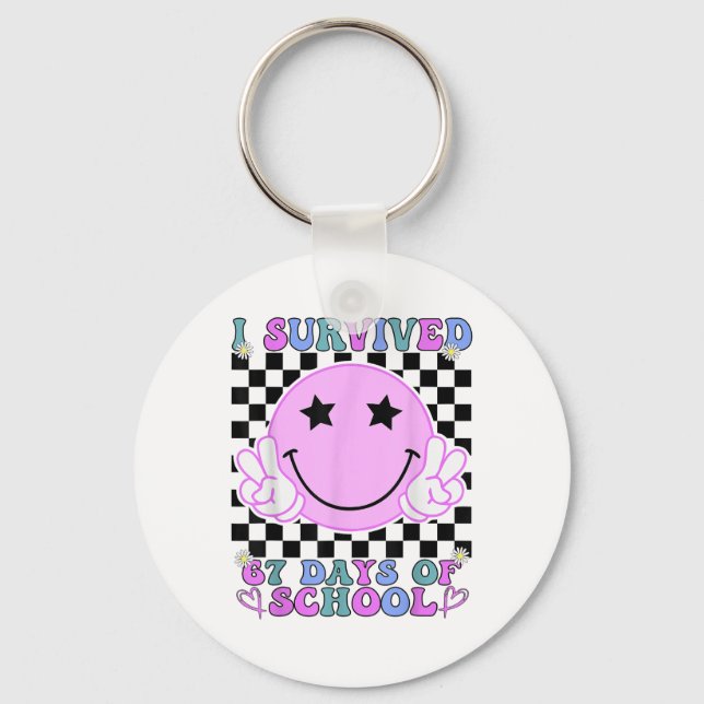 I Survived 67 Days Of School Funny 67 Meme Student Keychain (Front)