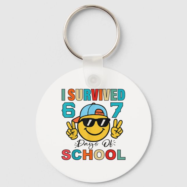 I Survived 67 Days Of School Funny 67 Meme Student Keychain (Front)