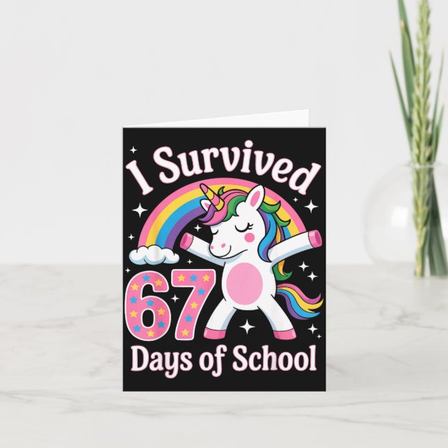 I Survived 67 Days Of School Funny 67 Teachers Kid Card (Front)