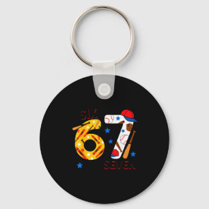I Survived 67 Days Of School Funny 6 7 Baseball Te Keychain