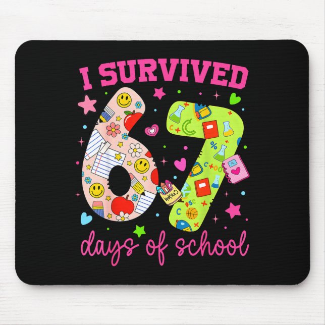 I Survived 67 Days Of School Funny Camouflage Boy  Mouse Pad (Front)