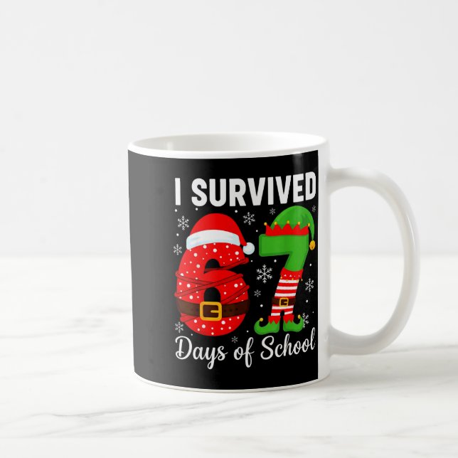 I Survived 67 Days Of School Funny Elf Christmas S Coffee Mug (Right)