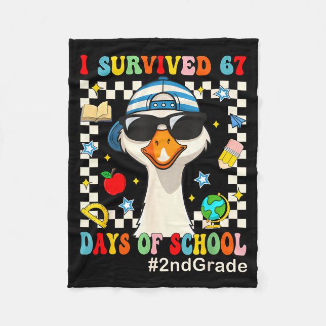 I Survived 67 Days Of School Funny Goose Boys 2nd  Fleece Blanket (Front)