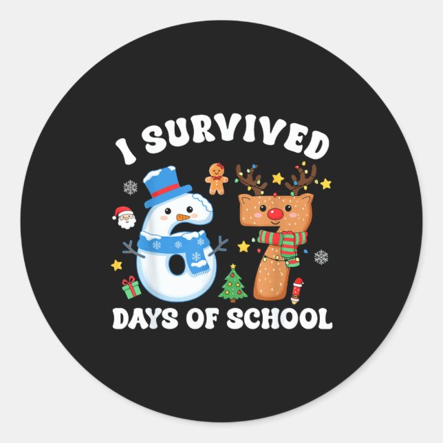I Survived 67 Days Of School Funny Meme Six Seven  Classic Round Sticker (Front)
