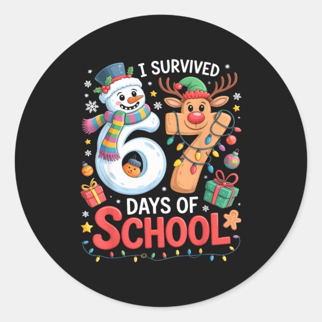 I Survived 67 Days Of School Funny Meme Six Seven  Classic Round Sticker (Front)