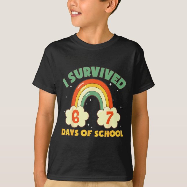 I Survived 67 Days Of School Funny Meme Student Te T-Shirt (Front)