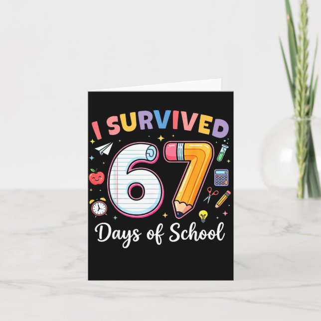 I Survived 67 Days Of School Funny Meme Teacher St Card (Front)