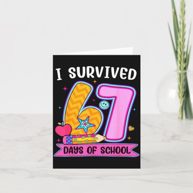 I Survived 67 Days Of School Funny Meme Teacher St Card (Front)