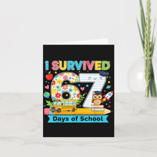 I Survived 67 Days Of School Funny Meme Teacher St Card (Front)