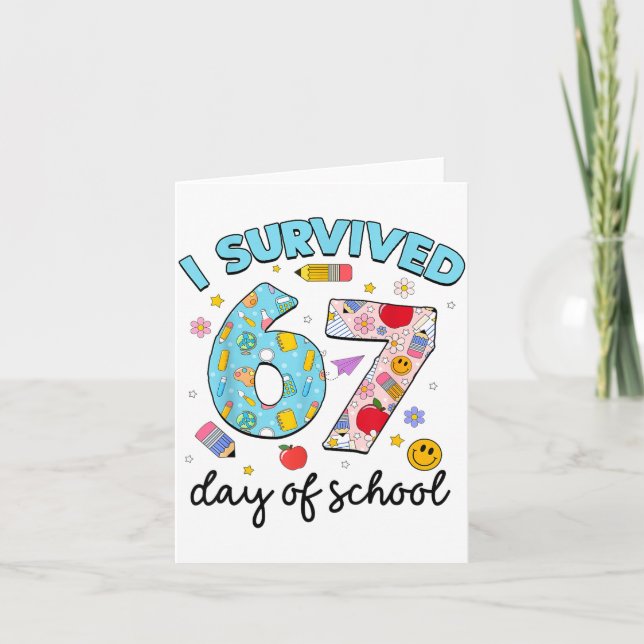 I Survived 67 Days Of School Funny Meme Teacher St Card (Front)
