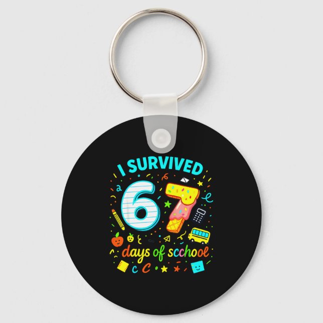 I Survived 67 Days Of School Funny Meme Teacher St Keychain (Front)