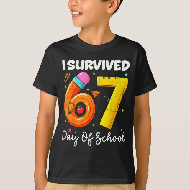 I Survived 67 Days Of School Funny Meme Teacher St T-Shirt (Front)