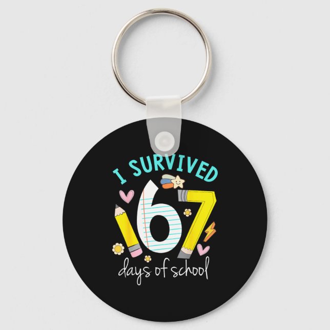 I Survived 67 Days Of School Funny Six Seven 6 7 M Keychain (Front)