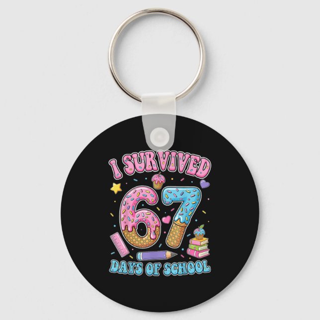I Survived 67 Days Of School Funny Six Seven 6 7 M Keychain (Front)