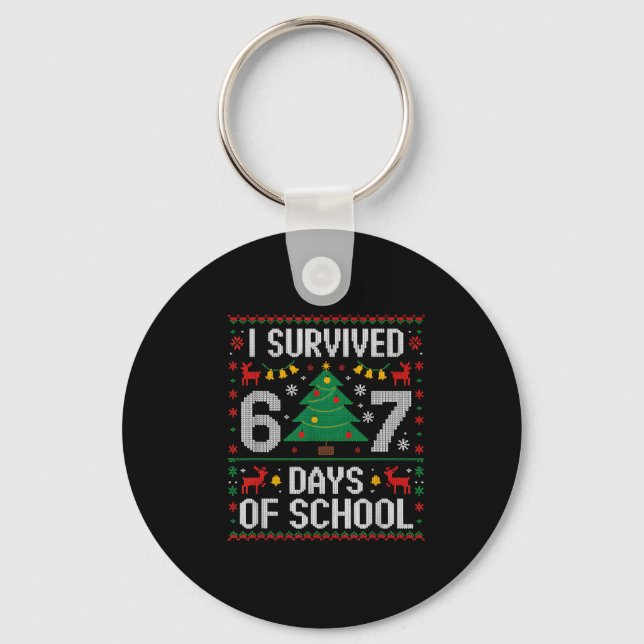 I Survived 67 Days Of School Funny Six Seven Meme  Keychain (Front)