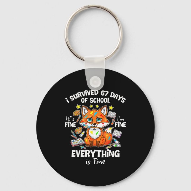 I Survived 67 Days Of School Funny Six Seven Meme  Keychain (Front)