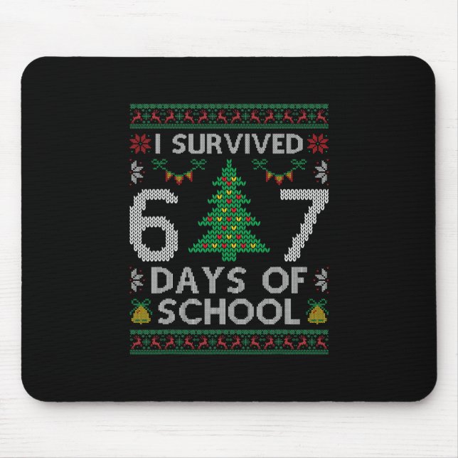 I Survived 67 Days Of School Funny Six Seven Meme  Mouse Pad (Front)