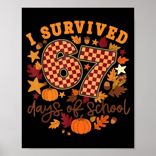 I Survived 67 Days Of School Funny Teacher Thanksg Poster (Front)