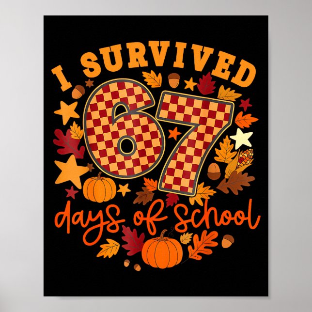 I Survived 67 Days Of School Funny Teacher Thanksg Poster (Front)