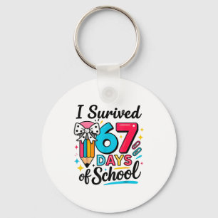 I Survived 67 Days Of School - Funny Teachers Stud Keychain