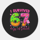 I Survived 67 Days Of School Ice Cream Drip Boy Gi Classic Round Sticker