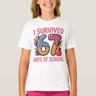 I Survived 67 Days of School Ice Cream Waffl T-Shirt