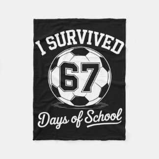 I Survived 67 Days Of School Kids Boys Soccer Fleece Blanket