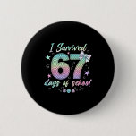 I Survived 67 Days Of School Mermaid Coquette Bow  Button
