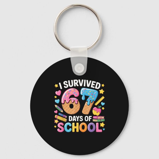 I Survived 67 Days Of School Teacher Student Ice C Keychain (Front)