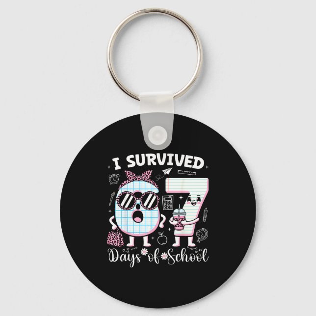 I Survived 67 Days Of School Teacher Student Leopa Keychain (Front)