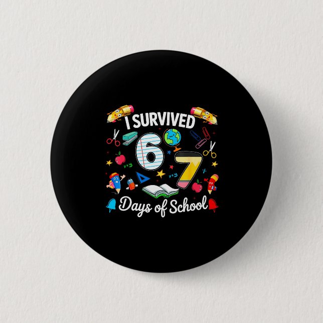 I Survived 67 Days Of School Teachers Students Boy Button (Front)