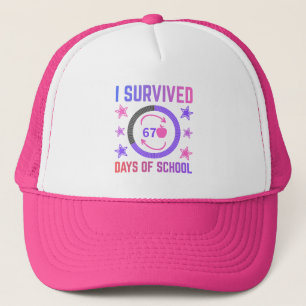 I Survived 67 Days of School Teachers Students Trucker Hat